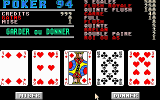 Poker 94 atari screenshot